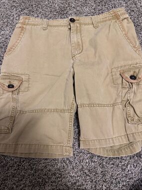 Aeropostale Tan Cargo Shorts - Button Flap Pockets